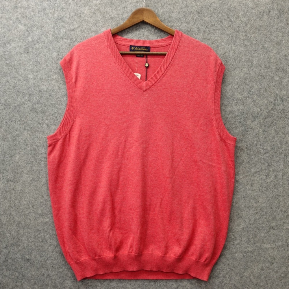 Brooks Brothers Supima Cotton Sweater Vest Mens XL Pink Gilet Light Classic NEW